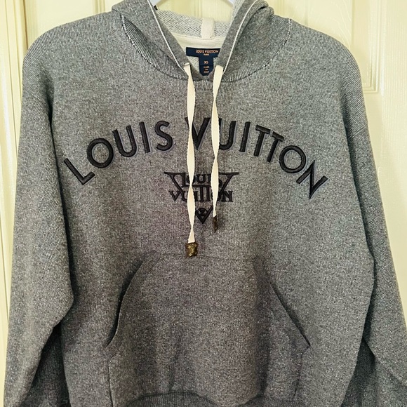 Louis Vuitton Grey Embroidered Cashmere Hoodies